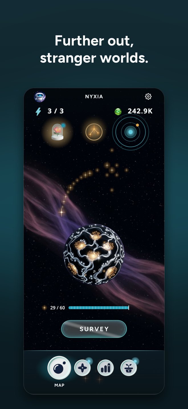 Further out, stranger worlds: healed Nyxia on the galaxy map